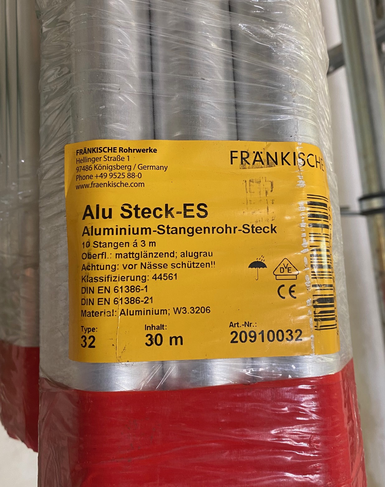 FRÄNKISCHE Alu Steck-ES 32 Aluminiumrohr 30 m – 10 Stangen