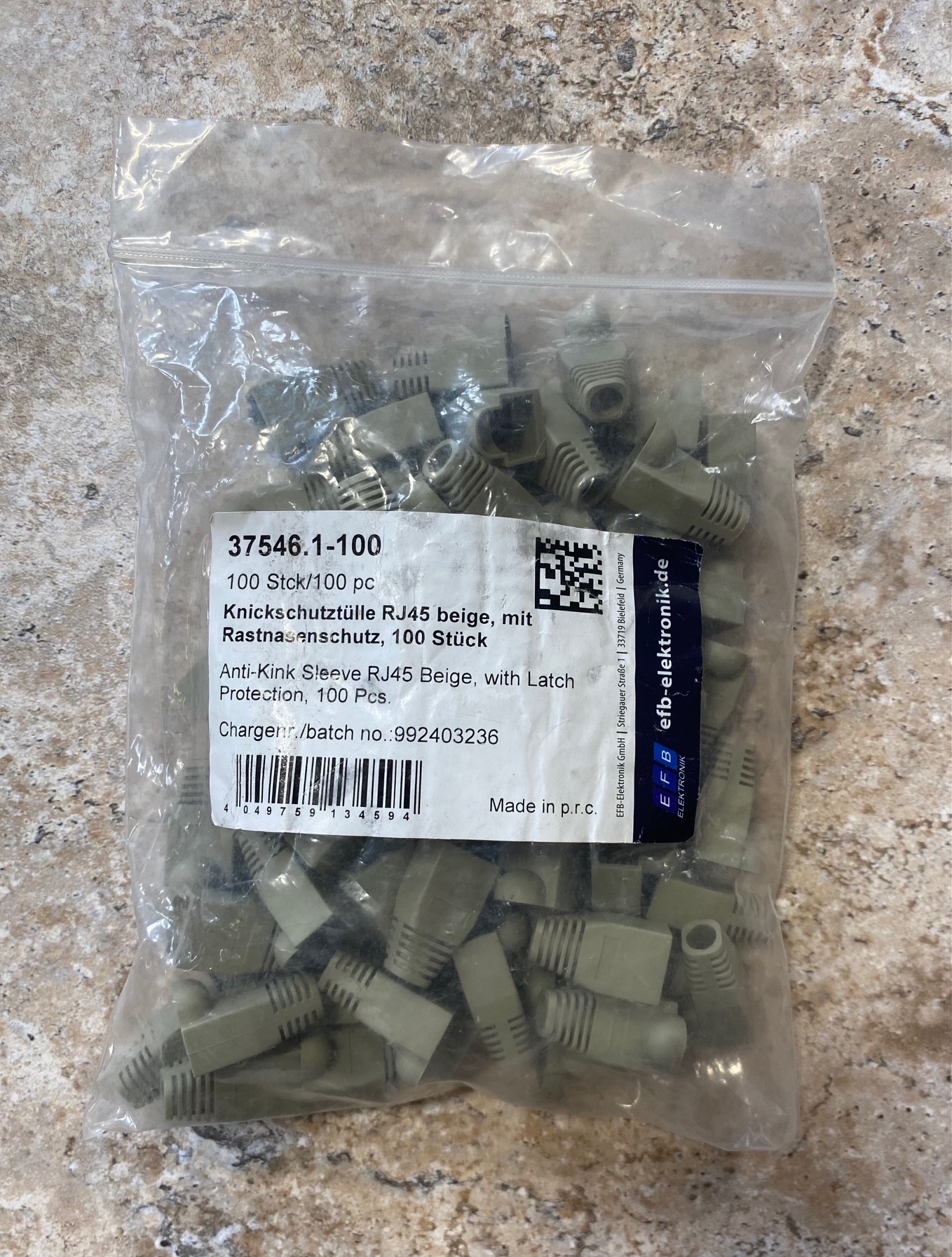 EFB 37546.1-100 Knickschutztuelle RJ45 beige Rastnasenschutz 100 Stueck