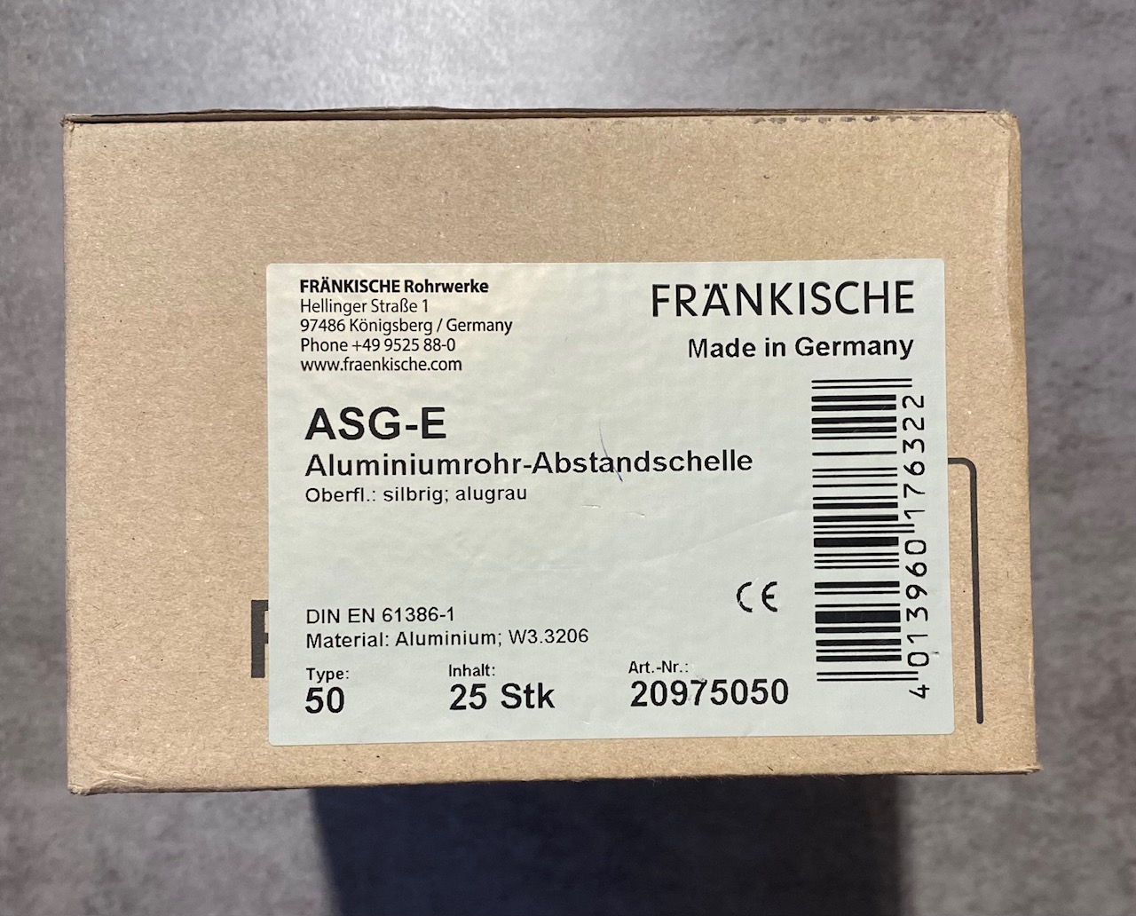 FRÄNKISCHE ASG-E 50 Aluminium-Abstandschelle – 25 Stück