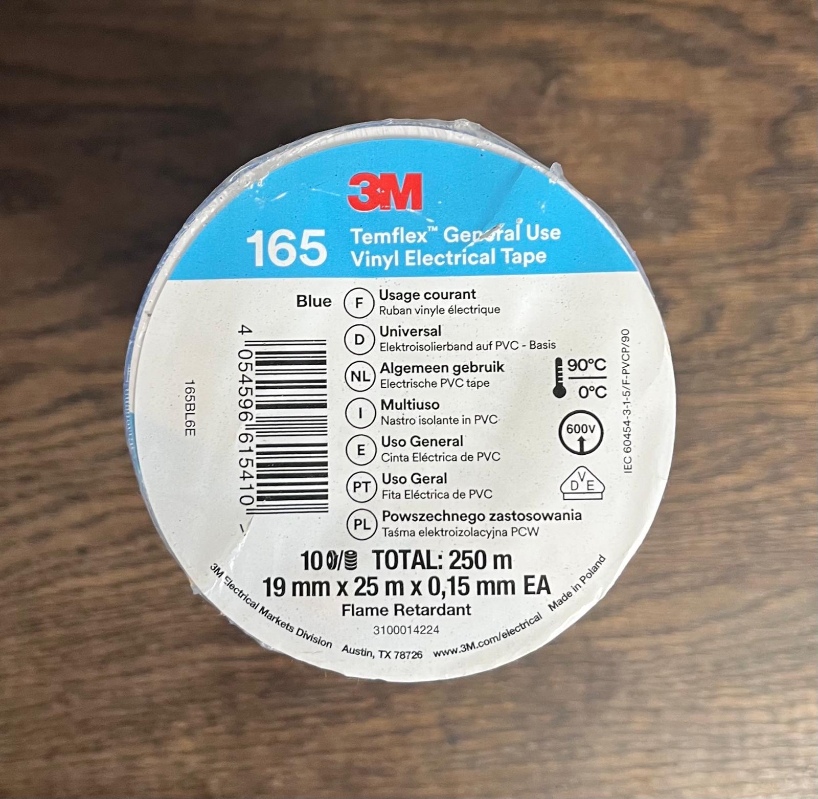 3M Temflex 165 Elektroisolierband blau 19 mm × 25 m – 10er-Pack