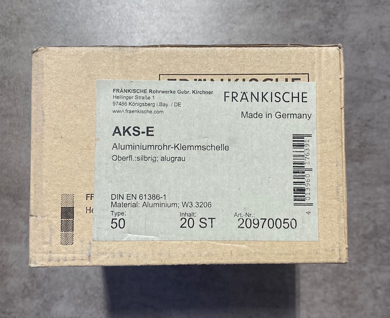 FRÄNKISCHE AKS-E 50 Aluminium-Klemmschelle – 20 Stück