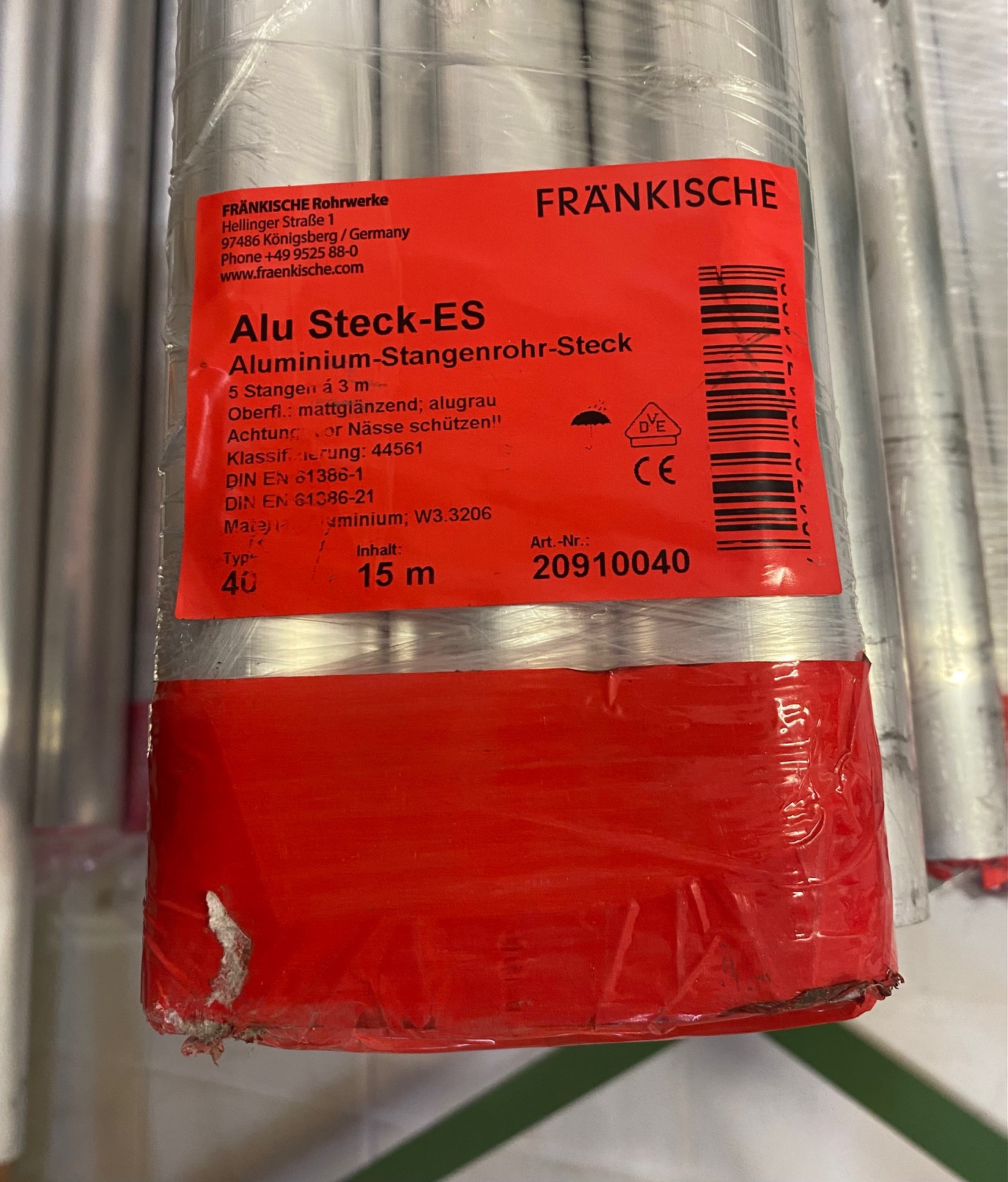 FRÄNKISCHE Alu Steck-ES 50 Aluminiumrohr 15 m – 5 Stangen