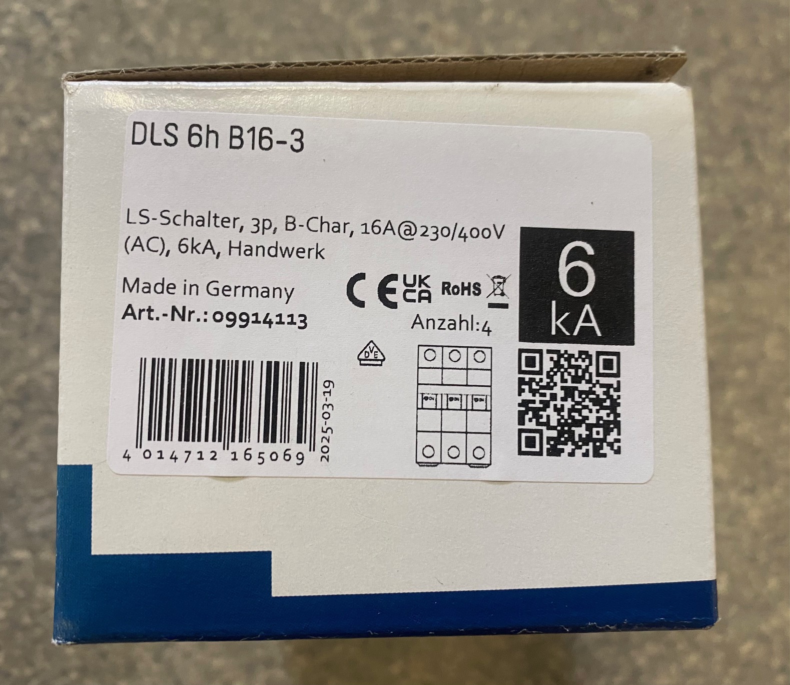 Doepke DLS 6h B16-3 LS-Schalter B16 3-polig 6kA 4 Stueck