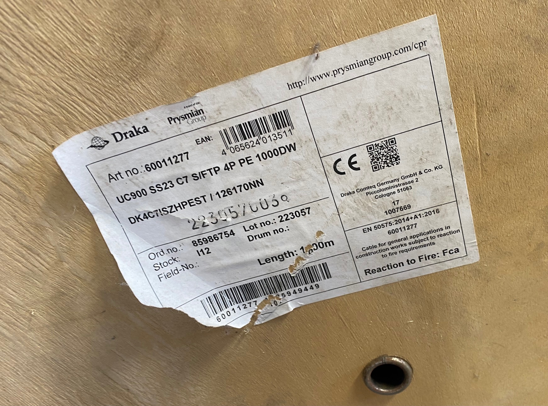 Draka UC900 SS23 Cat.7 S/FTP PE Datenkabel 1.000 m Trommel