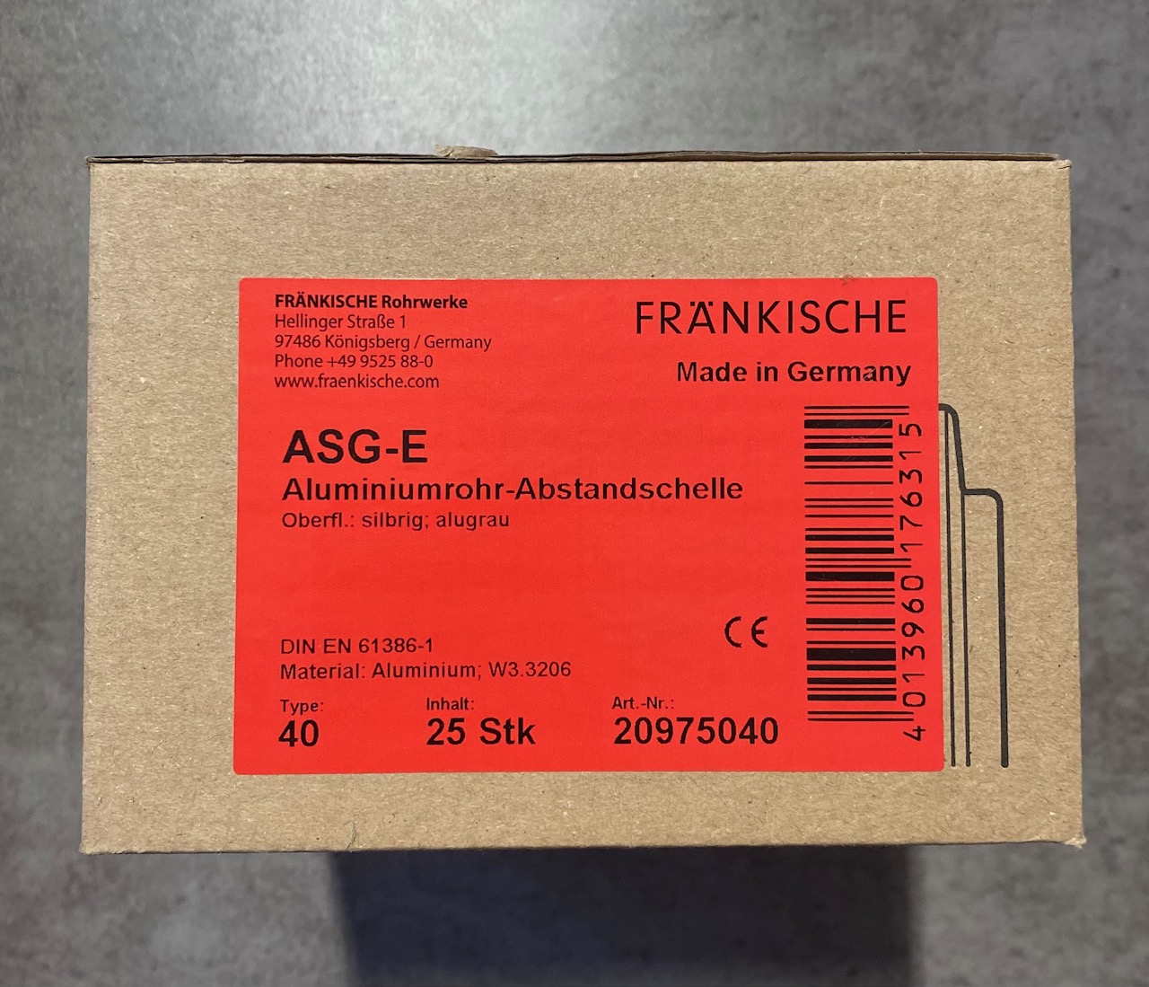 FRÄNKISCHE ASG-E 40 Aluminium-Abstandschelle – 25 Stück