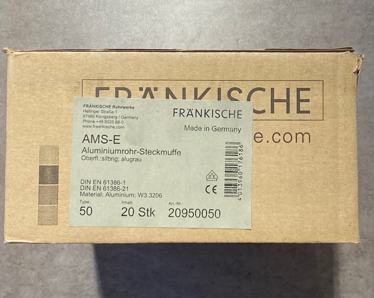 FRÄNKISCHE AMS-E 50 Aluminium-Steckmuffe – 20 Stück
