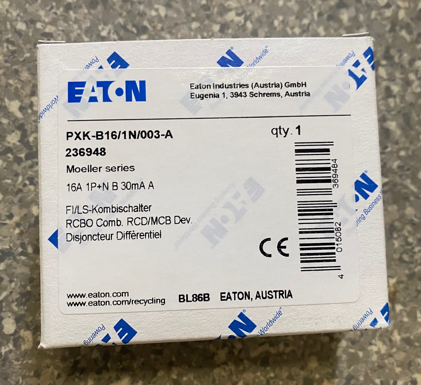 Eaton PXK-B16/1N/003-A FI/LS-Kombischalter B16 1P+N 30mA Typ A