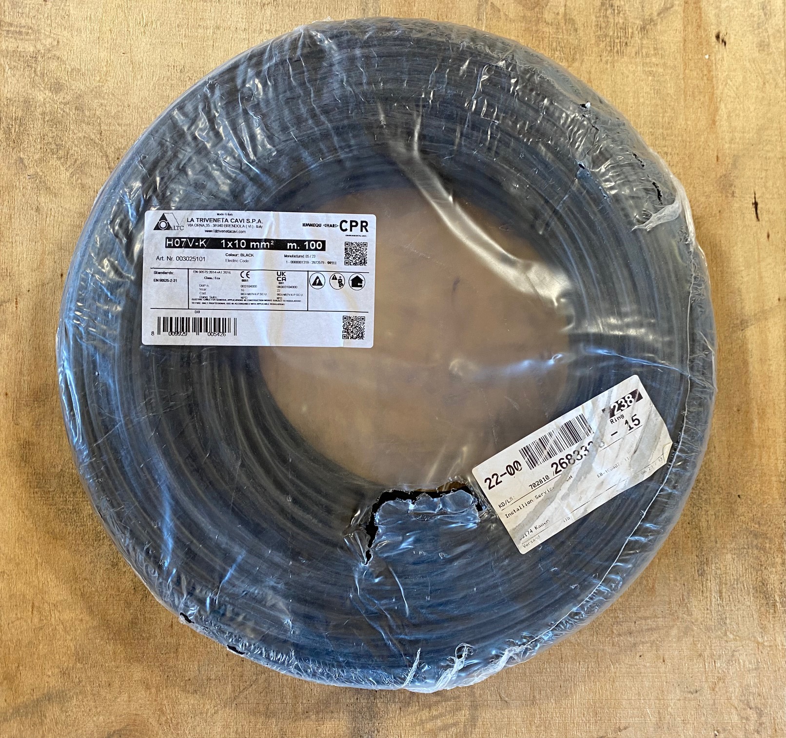 La Triveneta Cavi H07V-K 1x10 mm² schwarz Aderleitung 100 m