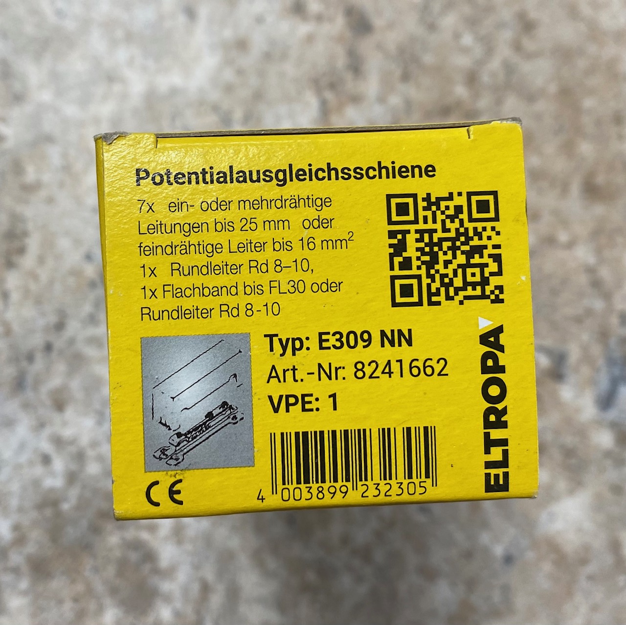 Eltropa E309 NN Potentialausgleichsschiene 188mm VPE 1 Stueck