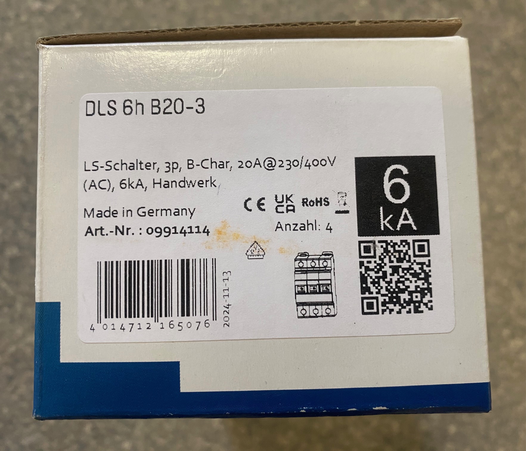 Doepke DLS 6h B20-3 LS-Schalter B20 3-polig 6kA 4 Stueck