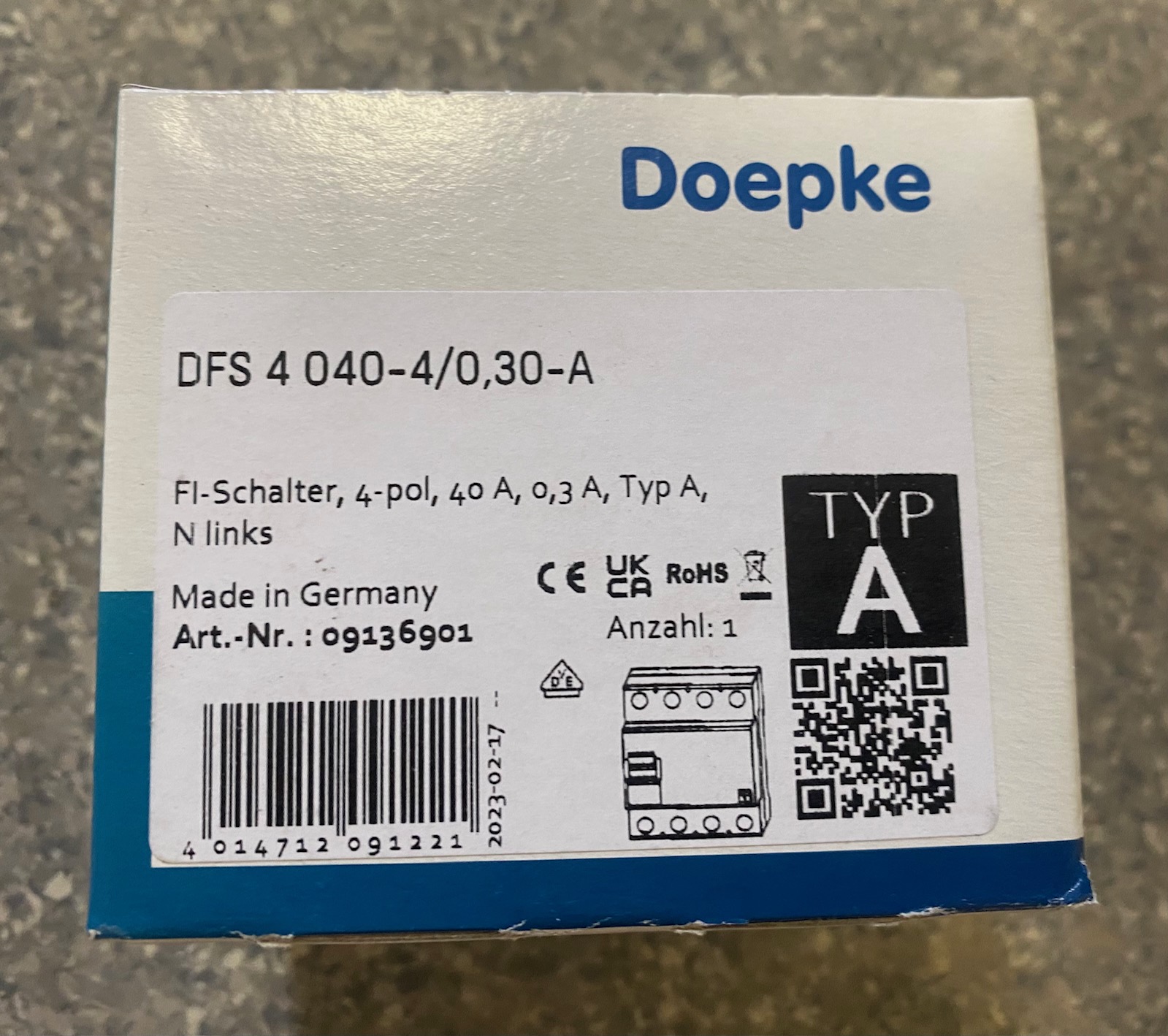 Doepke DFS 4 040-4/0,30-A FI-Schalter 4-polig 40A 0,3A Typ A