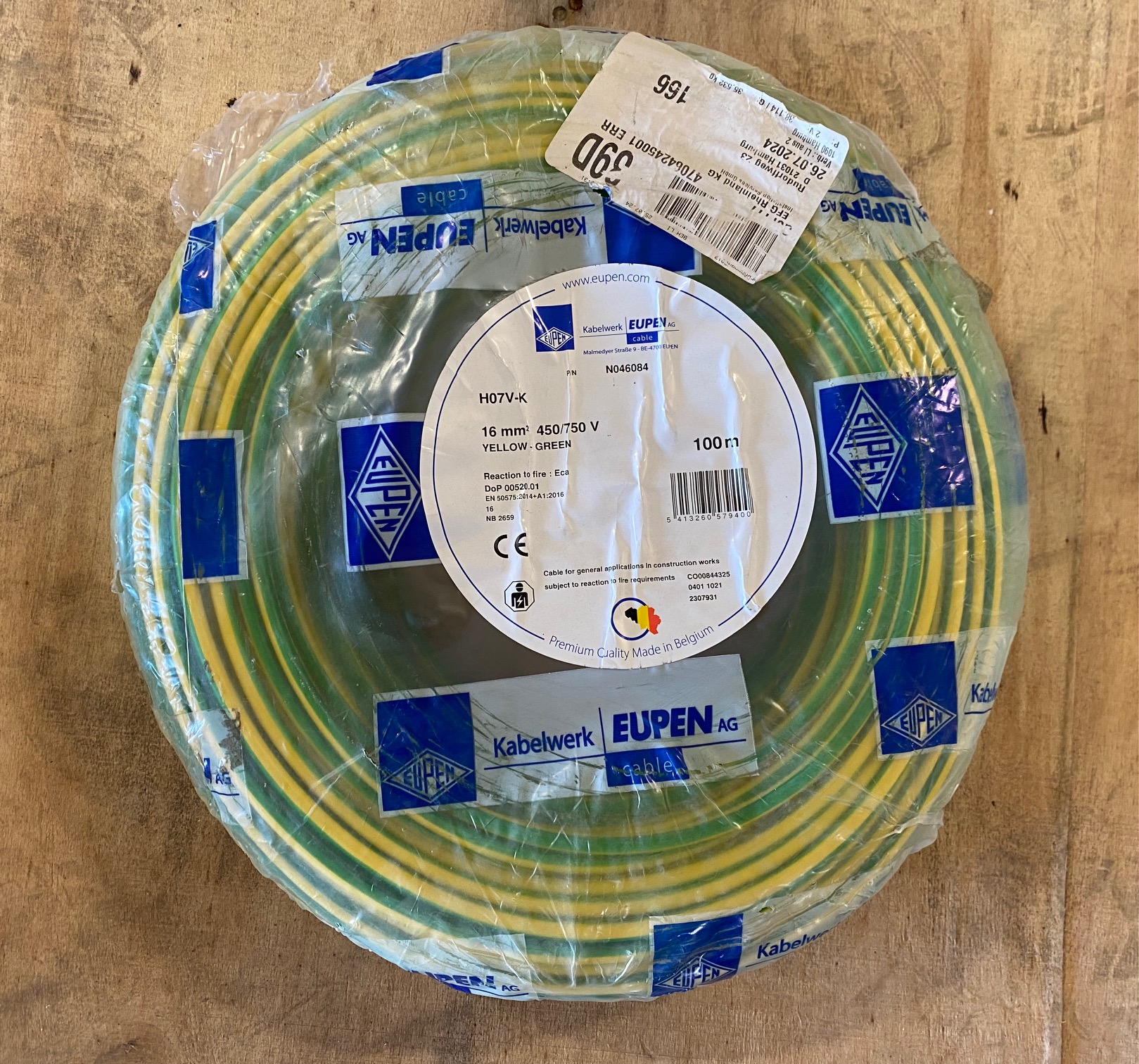 Kabelwerk Eupen H07V-K 16 mm² grün/gelb Aderleitung 100 m