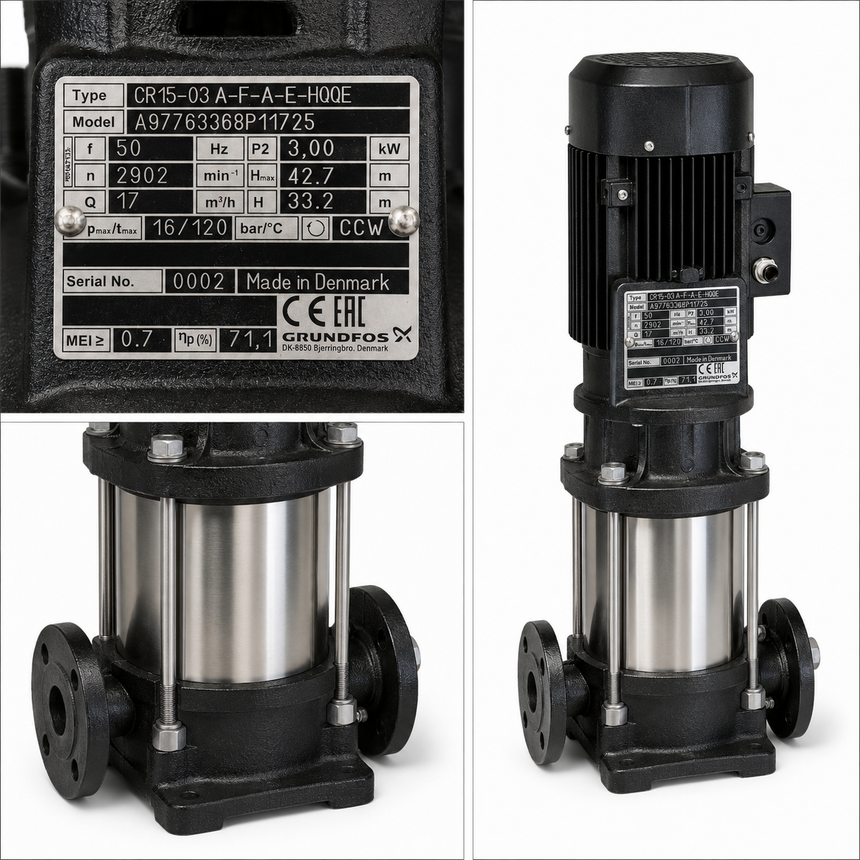 Grundfos CR 15-03 A-F-A-E-HQQE Kreiselpumpe 3 kW