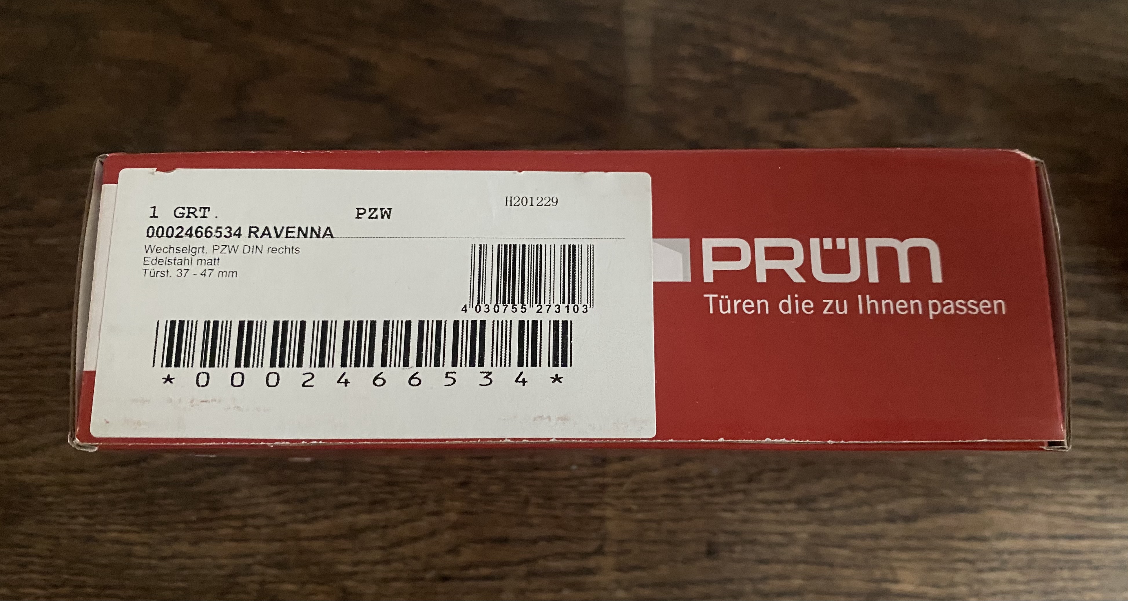 PRÜM Ravenna PZW Wechselgarnitur DIN rechts Edelstahl matt