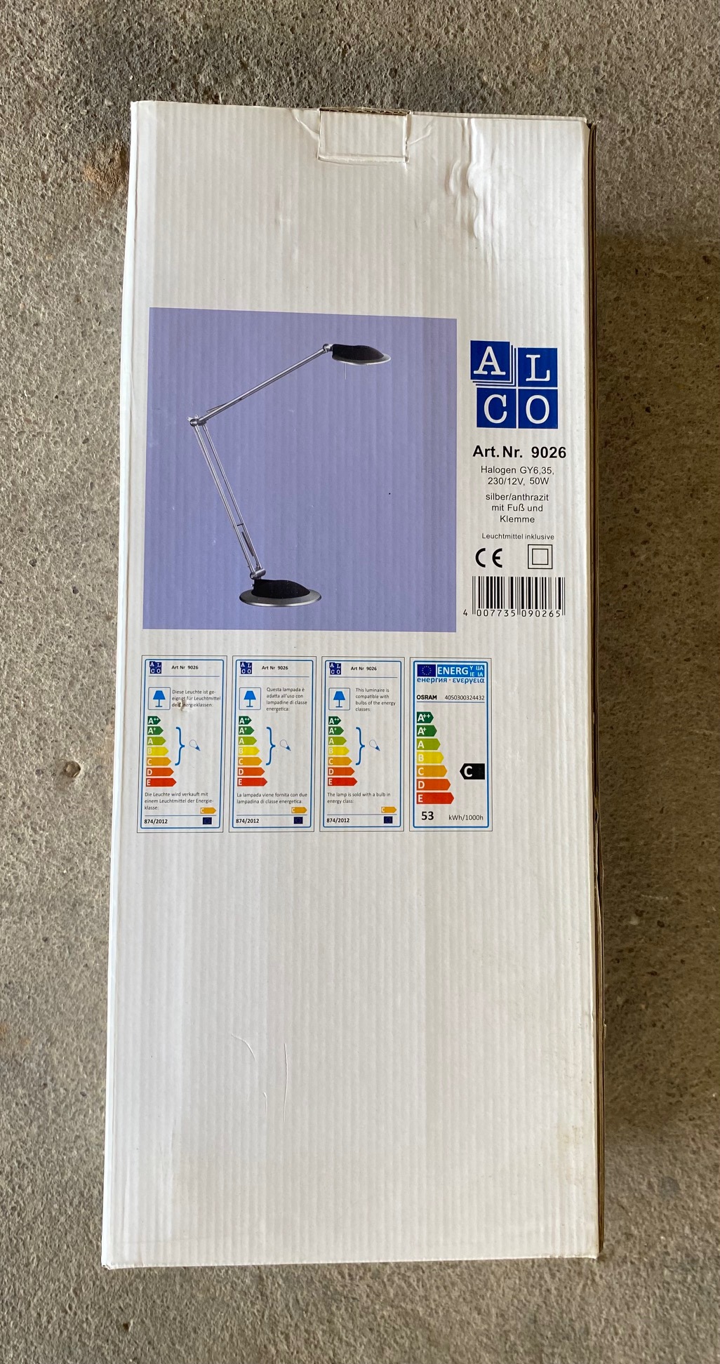 ALCO 9026 Halogen-Schreibtischleuchte 50W silber/anthrazit