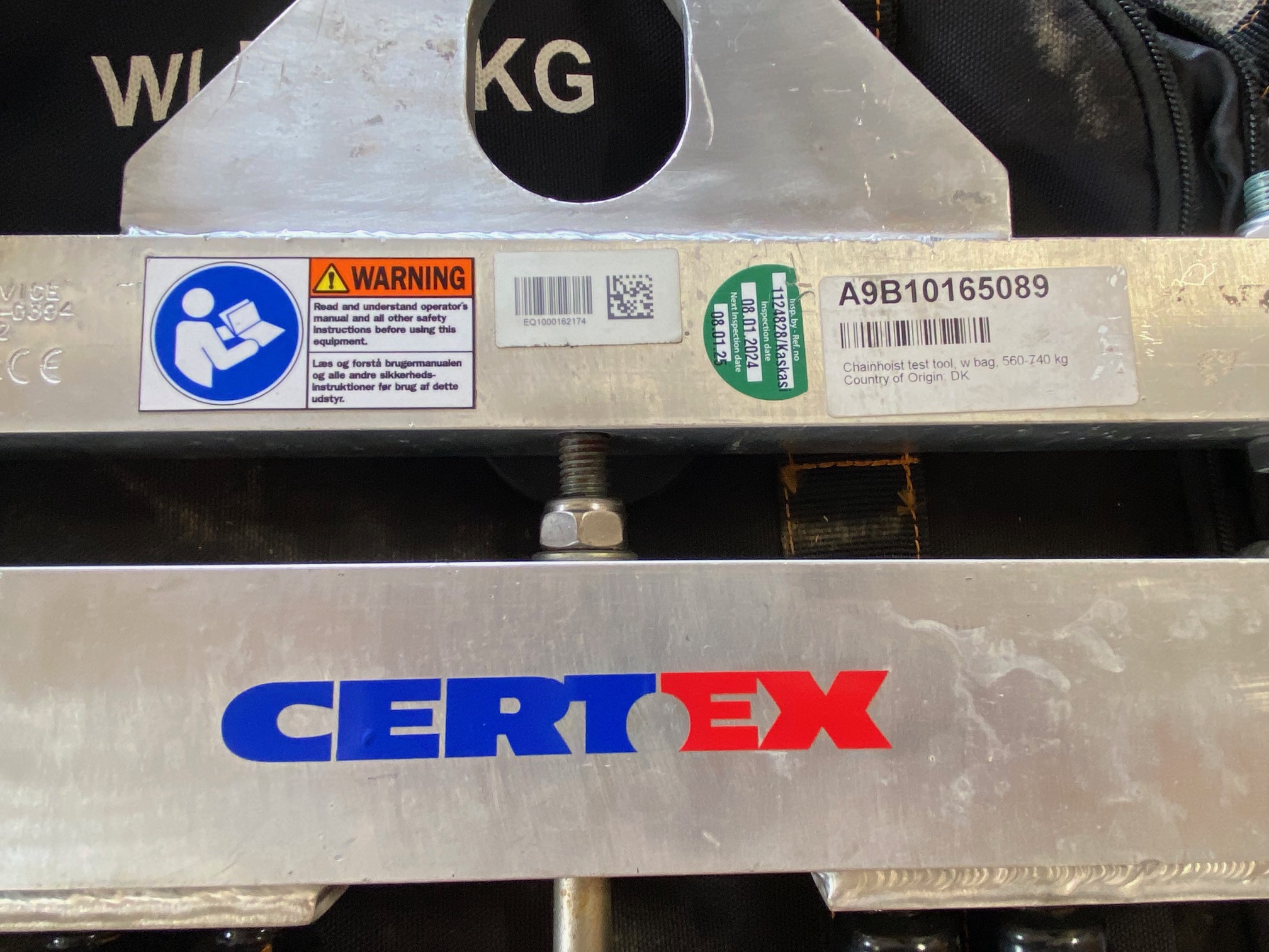 CERTEX A9B10165089 Chainhoist Test Tool mit Tasche 560-740 kg