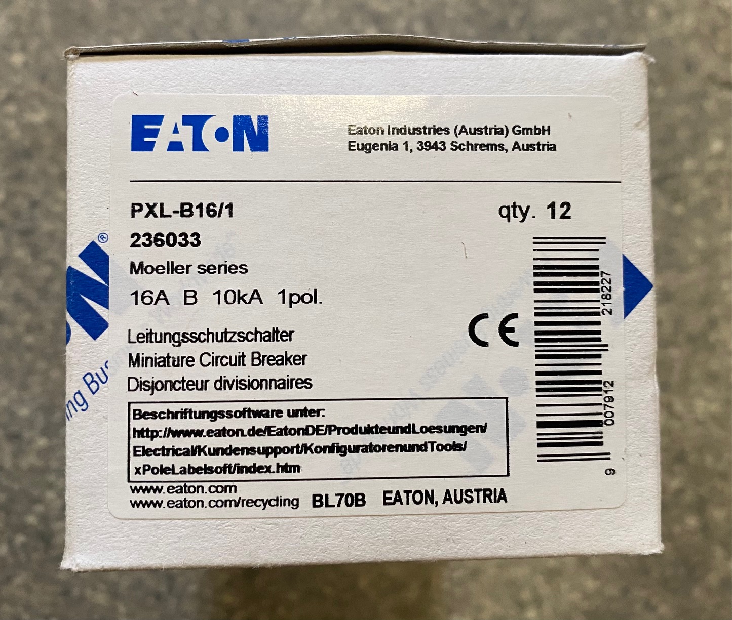 Eaton PXL-B16/1 Leitungsschutzschalter B16 1-polig 10kA 12 Stück