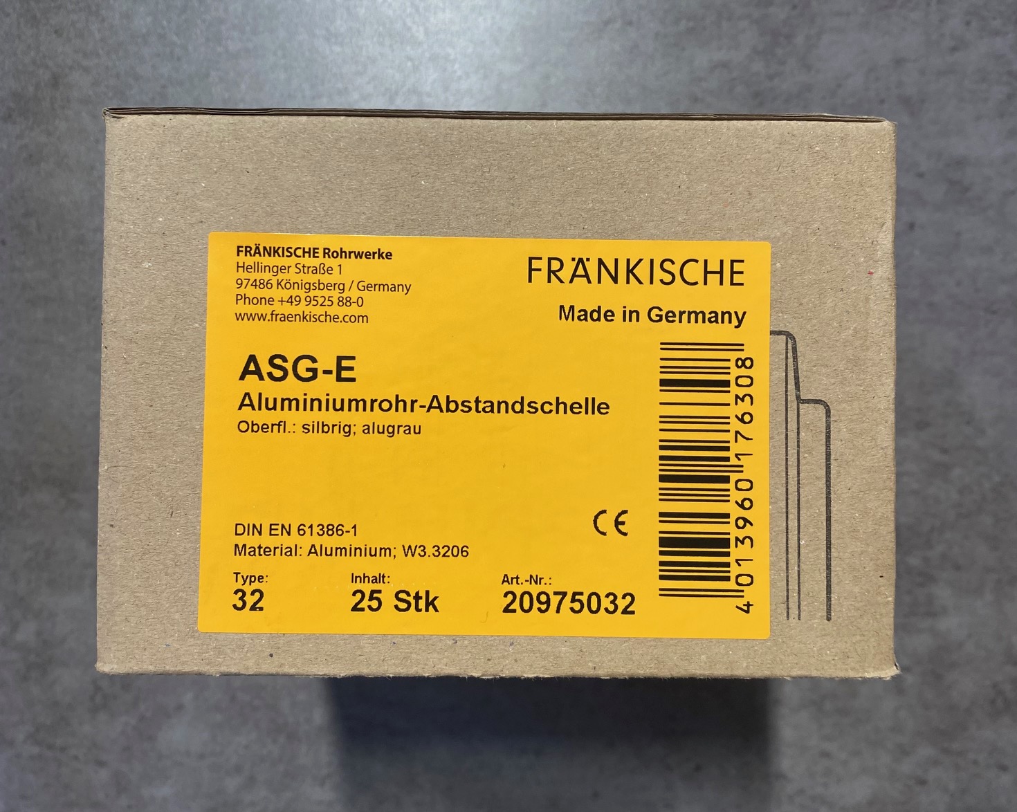 FRÄNKISCHE ASG-E 32 Aluminium-Abstandschelle – 25 Stück