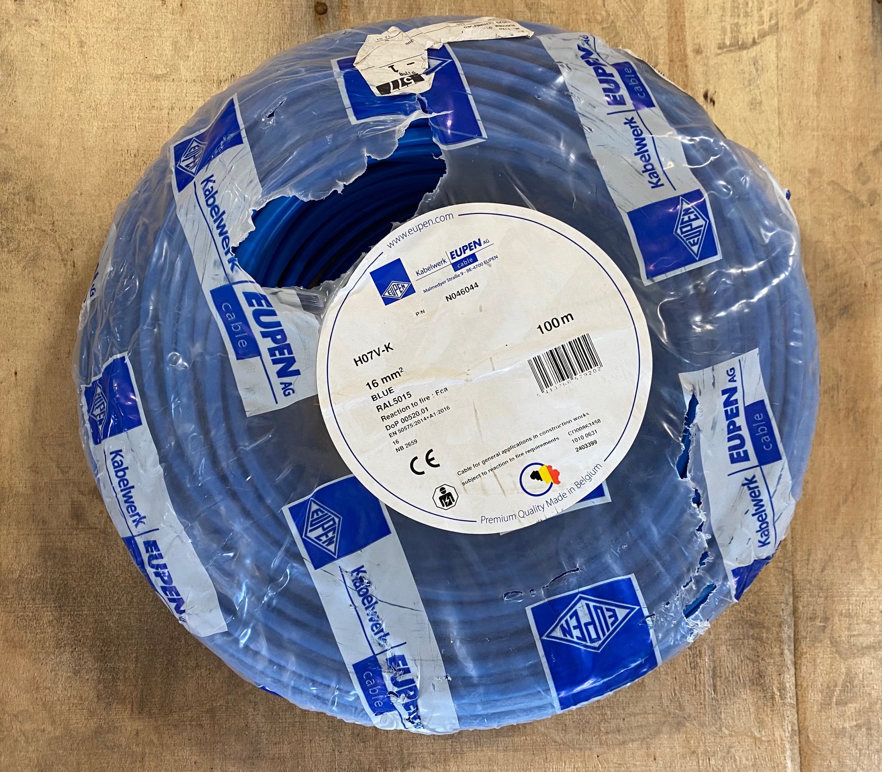 Kabelwerk Eupen H07V-K 16 mm² blau Aderleitung 100 m