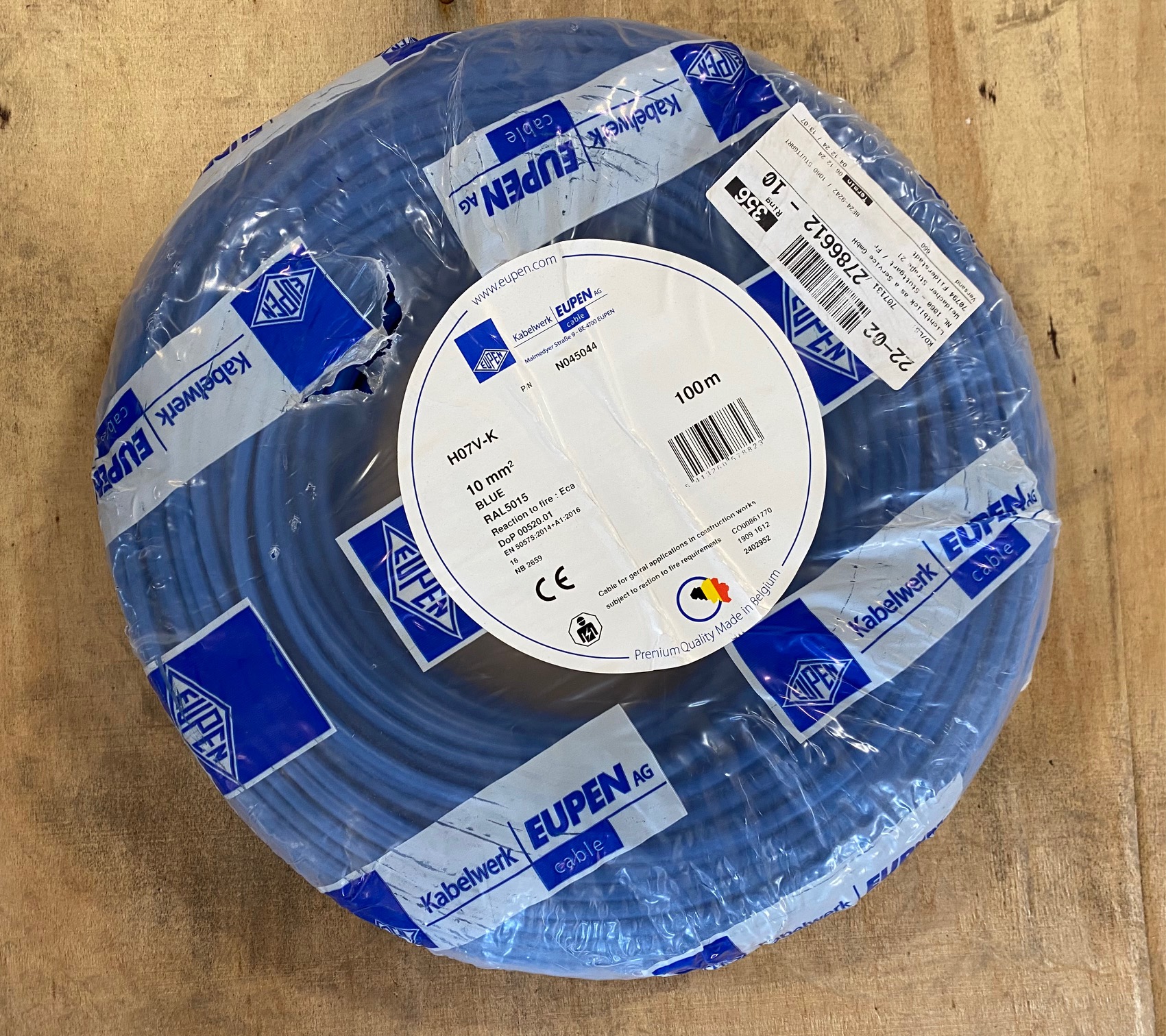 Kabelwerk Eupen H07V-K 10 mm² blau Aderleitung 100 m