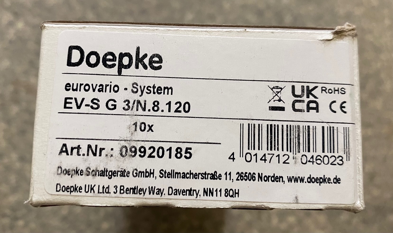 Doepke EV-S G 3/N.8.120 eurovario Phasenschiene 120A 10 Stueck