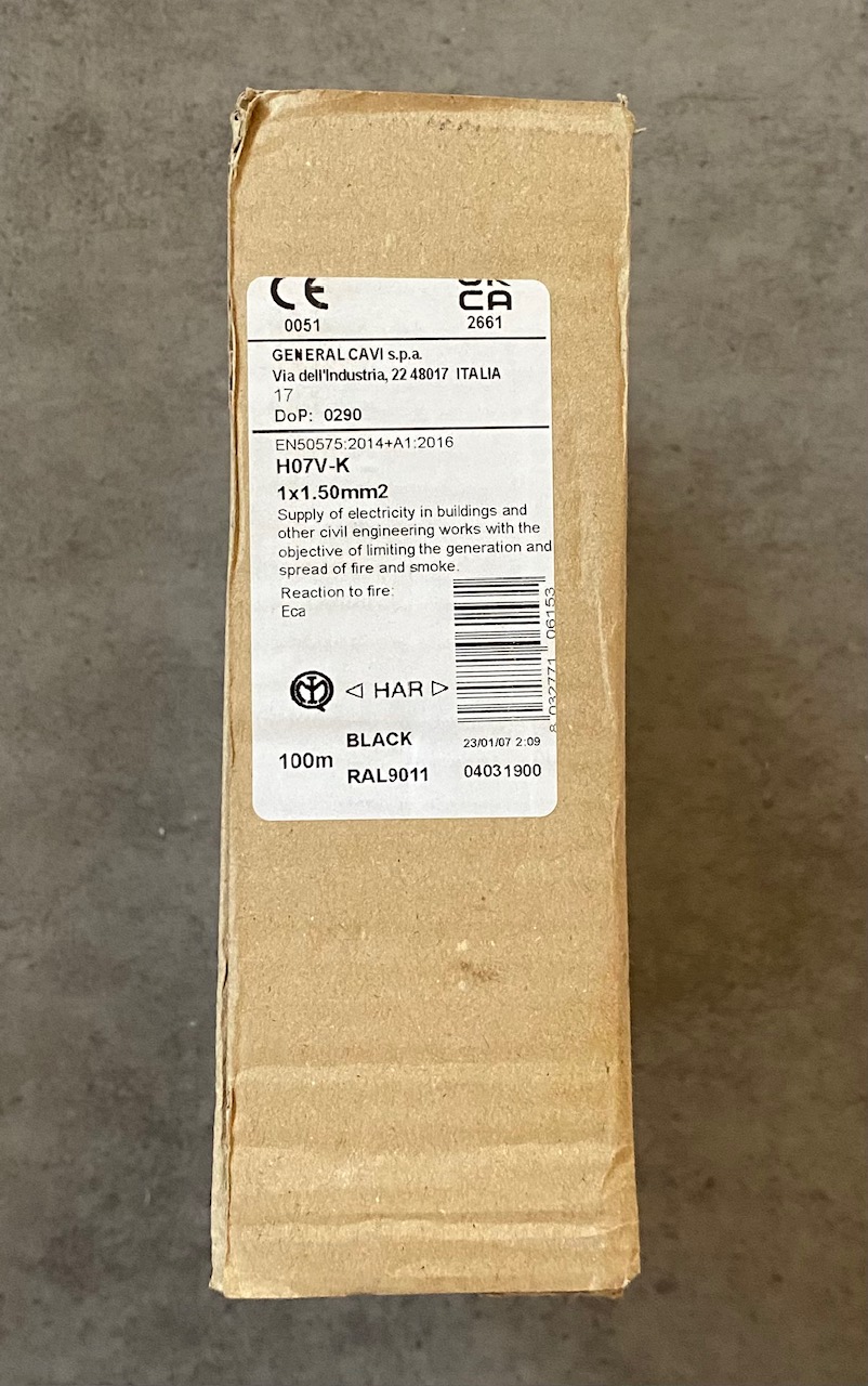 General Cavi H07V-K 1x1,5 mm² schwarz – 100 m
